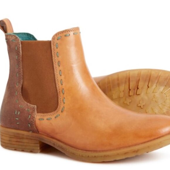 ROAN BY BED STU Hostile Chelsea Short Leather Zip Ankle Pecan Boots 6.5 - Picture 1 of 6